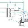 1/2" Hose ID x 5/8" - O-Ring Face Seal 90° Long Drop Female Swivel Standard Hydraulic Fitting | 08U-A70 - Image 3