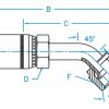 1/4" Hose ID x 1/4" - 45° SAE Female 45° Bent Tube Swivel Standard Hydraulic Fitting - Image 2