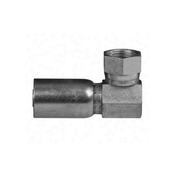 3/8" Hose ID x 1/2" - British Std Pipe 60° Cone 90° Bent Tube Female Swivel Standard Hydraulic Fitting