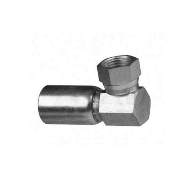 3/8" Hose ID x 1/2" - British Std Pipe 60° Cone 90° Bent Tube Female Swivel Standard Hydraulic Fitting - Image 2