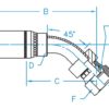 1/4" Hose ID x 1/4" - British Standard Pipe 60° Cone 45° Bent Female Swivel Standard Hydraulic Fitting | 04U-44P - Image 2