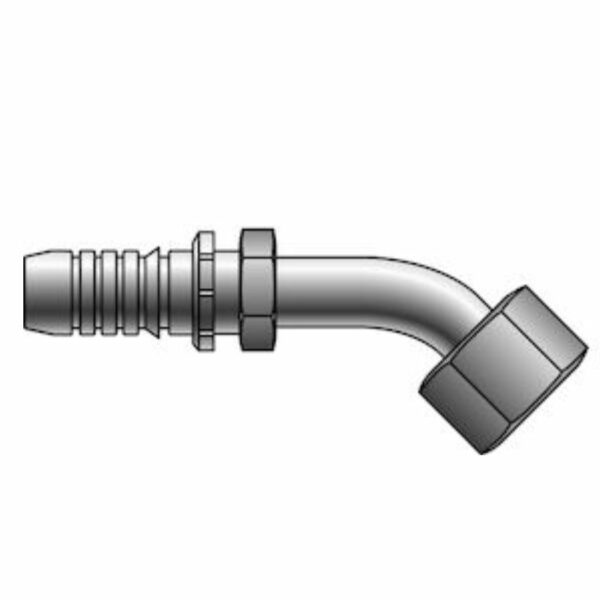 1/2" Hose ID x 1/2" Female JIC 37° Flare Swivel - 45° Bent Tube Gates GlobalSpiral™ Couplings G20174-0808 - 734725245