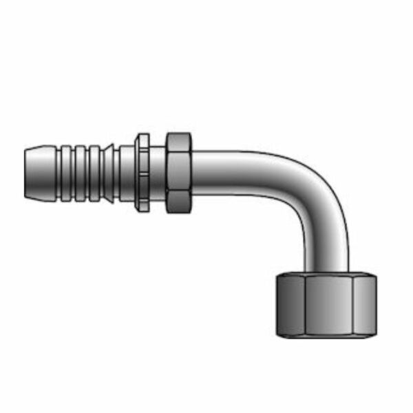 1/2" Hose ID x 1/2" Female JIC 37° Flare Swivel - 90° Bent Tube Gates GlobalSpiral™ Couplings G20179-0808 - 734727245