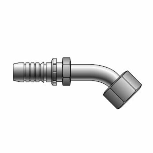 1/2" Hose ID x 3/4" Female Flat-Face O-Ring Swivel - 45° Bent Tube Gates GlobalSpiral™ Couplings G20234-0812 - 734731265